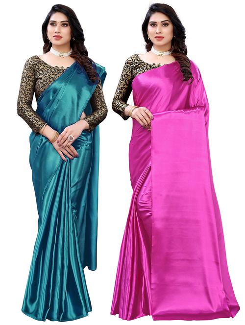 pack of 2 solid woven saree - 19617782 - Very Small Image - 1