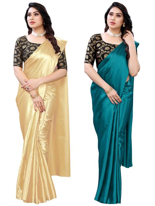 pack of 2 solid woven saree - 19617805 - Very Small Image - 1