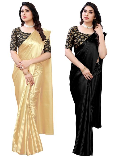 pack of 2 solid woven saree - 19617806 - Very Small Image - 1