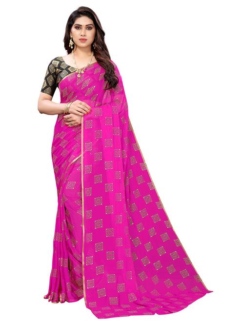 pink printed saree with blouse - 19617870 - Very Small Image - 1