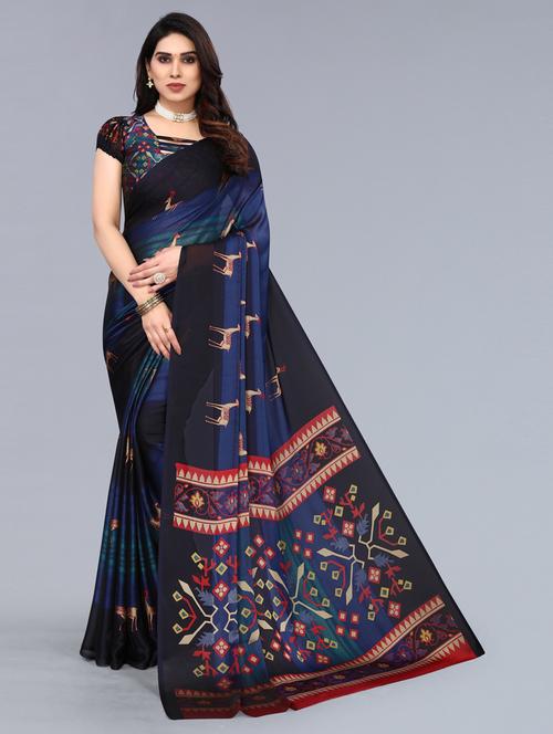 multi colored printed saree with blouse - 19617880 - Very Small Image - 1