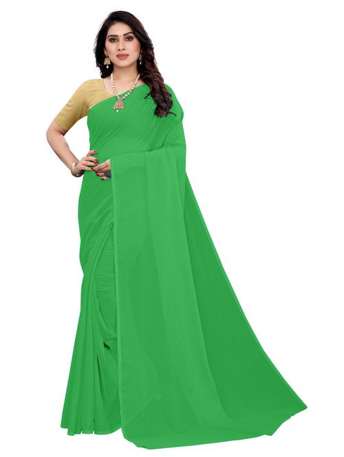 green solid woven saree with blouse - 19617888 - Very Small Image - 1