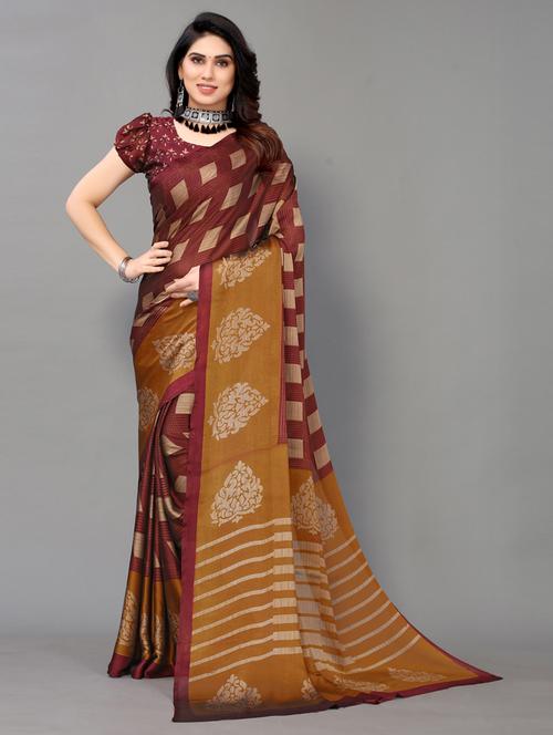multi colored printed woven saree with blouse - 19617941 - Very Small Image - 1