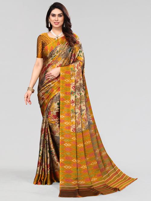 floral printed saree with blouse - 19617976 - Very Small Image - 1