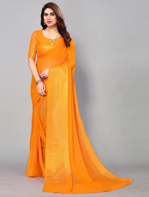yellow solid woven saree with blouse - 19618021 - Very Small Image - 1