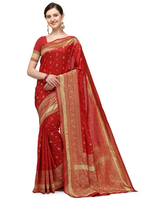 floral banarasi saree with blouse - 19618033 - Very Small Image - 1
