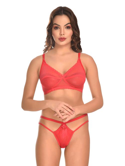 red net bra and panty set - 19618281 - Very Small Image - 1