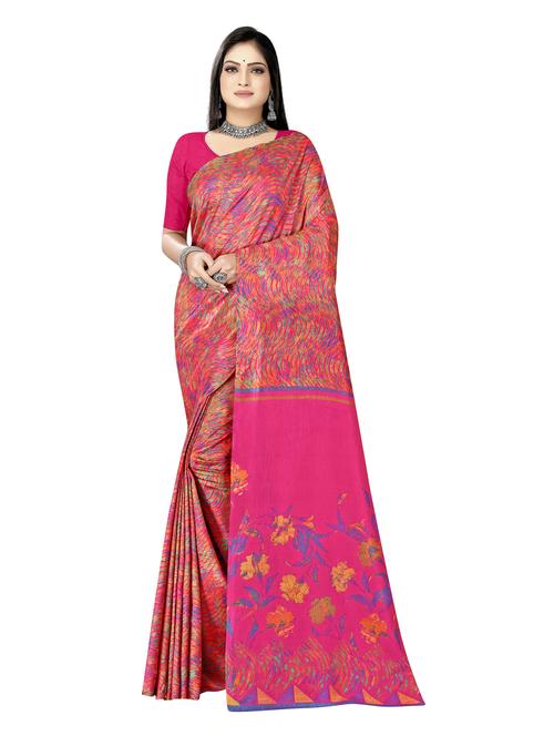 pink printed saree with blouse - 19618631 - Very Small Image - 1