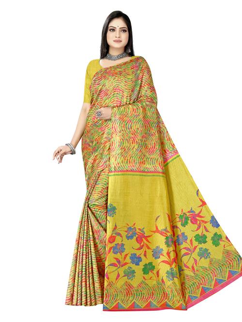 yellow printed saree - 19618634 - Very Small Image - 1