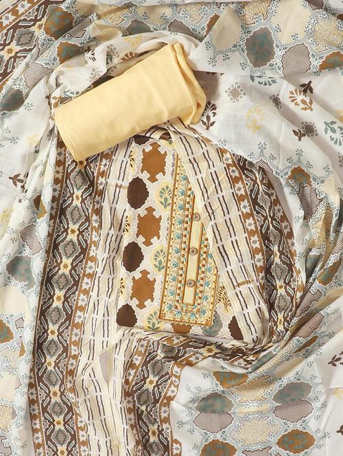 printed unstitched suit set - 19618637 - Very Small Image - 1