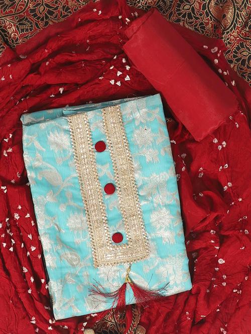 zari work self design unstitched suit set - 19618660 - Very Small Image - 1