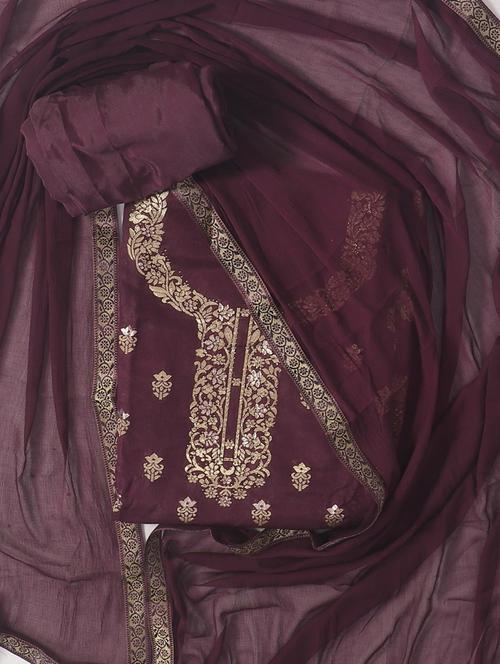 zari work self design unstitched suit set - 19618674 - Very Small Image - 1