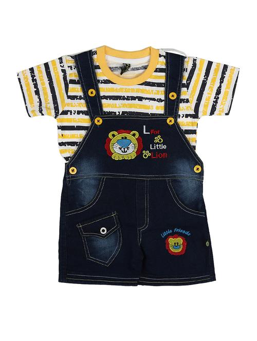 kids round neck striped dungree - 19618918 - Very Small Image - 1