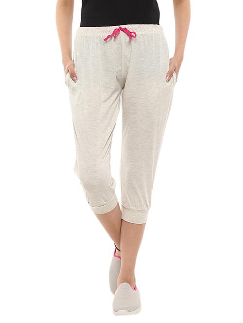 grey cotton regular capri with drawstring - 19619751 - Very Small Image - 1