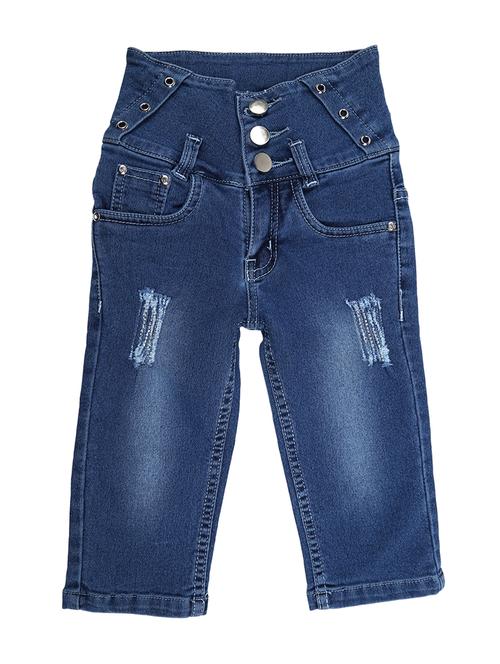 girls blue solid denim three fourths - 19619987 - Very Small Image - 1