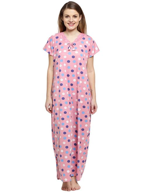 women polka dots printed sleepshirts & nighty - 19620114 - Very Small Image - 1