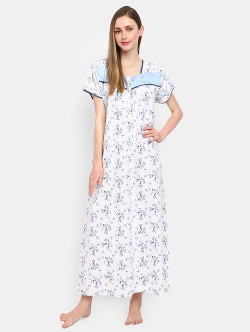 white floral print short sleeves nighty - 19620115 - Very Small Image - 1