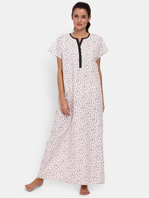 women printed notch neck nighty - 19620134 - Very Small Image - 1