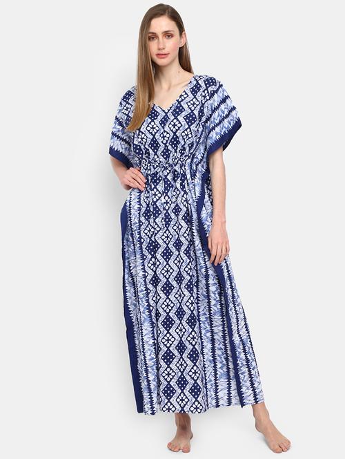 women v-neck printed nighty - 19620156 - Very Small Image - 1