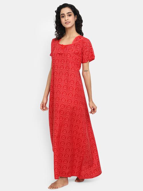 embroidered neck night wear nighty - 19620178 - Very Small Image - 1