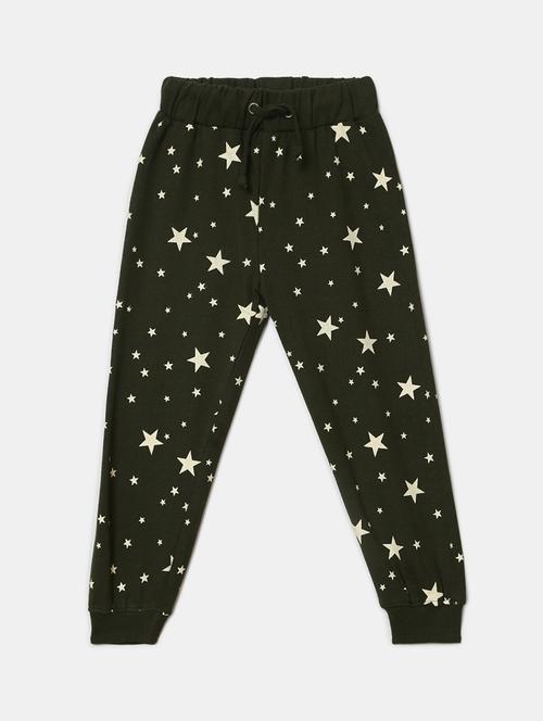 olive cotton printed causal jogger - 19620318 - Very Small Image - 1