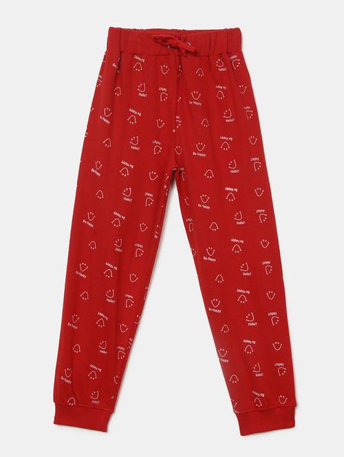 red cotton printed causal jogger - 19620320 - Very Small Image - 1