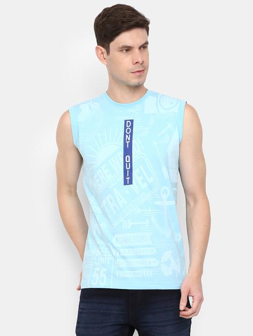 light blue cotton all over print tshirt - 19620376 - Very Small Image - 1