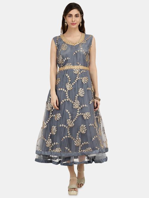 embroidered layered ethnic dress - 19620517 - Very Small Image - 1