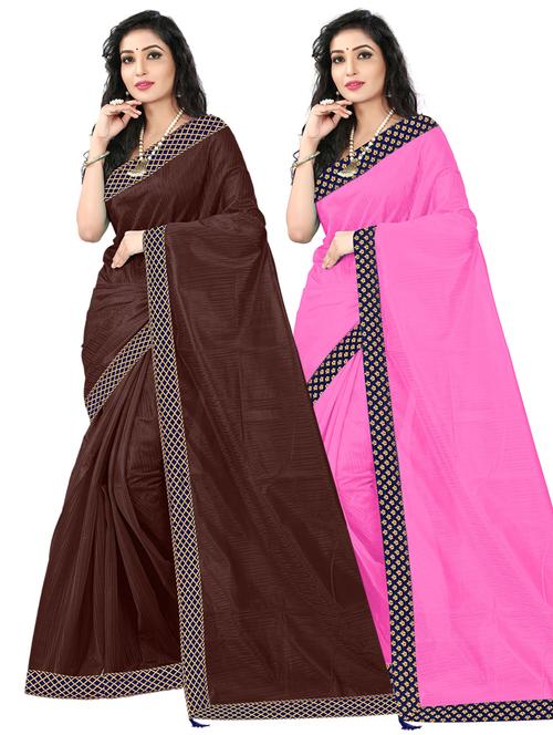 pack of 2 woven saree with blouse - 19620860 - Very Small Image - 1