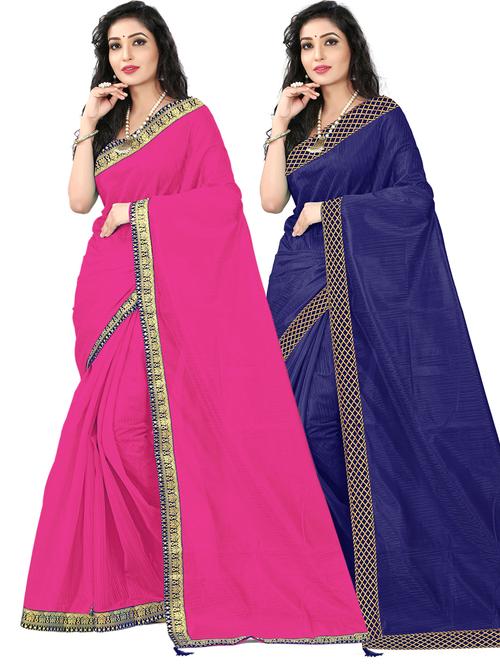 pack of 2 bordered saree - 19620861 - Very Small Image - 1