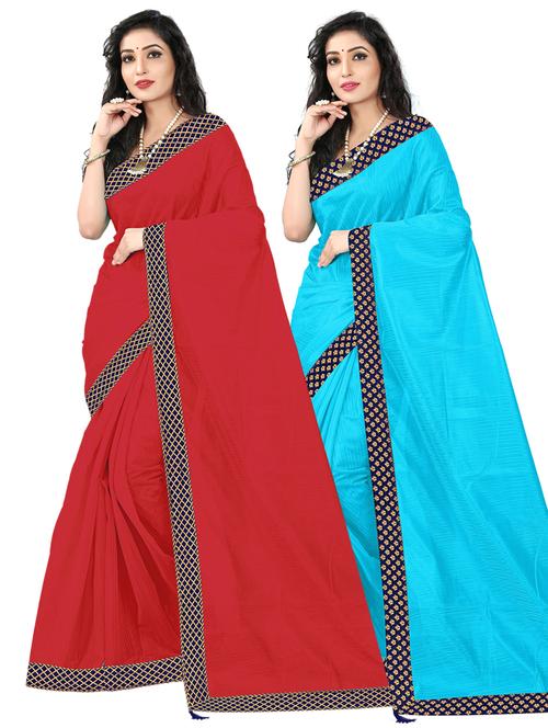 pack of 2 bordered saree - 19620862 - Very Small Image - 1