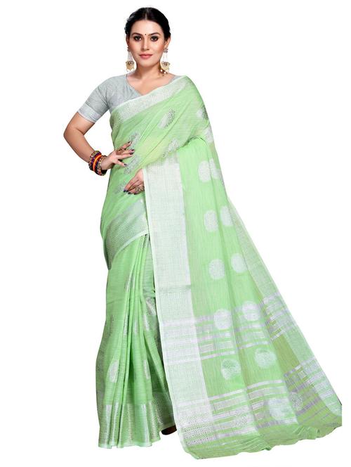 light green self design woven saree - 19622115 - Very Small Image - 1