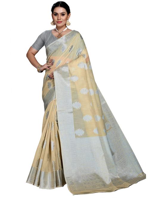 gold self design woven saree with blouse - 19622120 - Very Small Image - 1