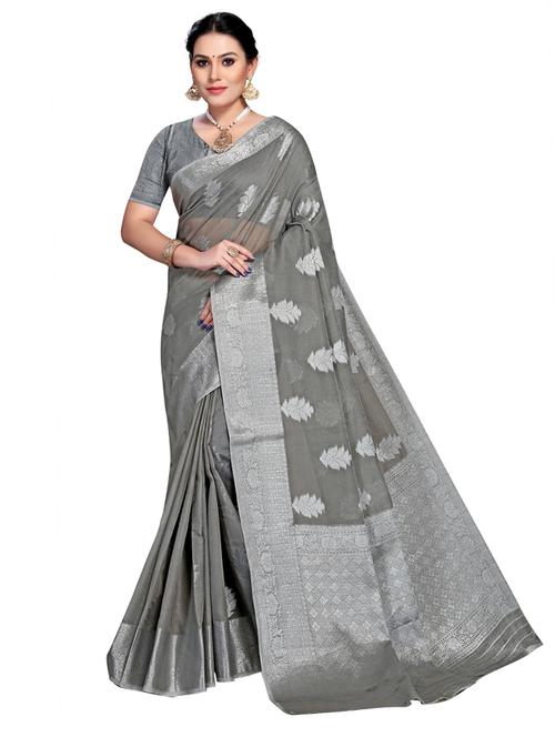 grey self design woven saree - 19622123 - Very Small Image - 1