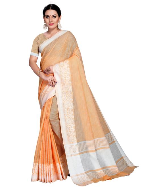 orange self design woven saree - 19622145 - Very Small Image - 1