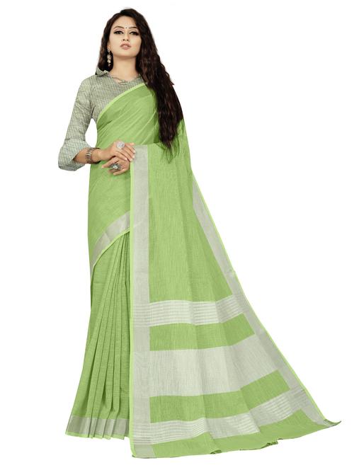 green self design woven saree with blouse - 19622150 - Very Small Image - 1