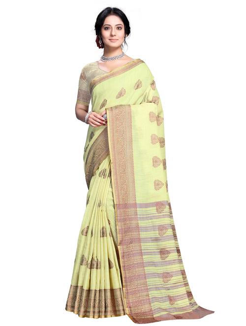 light green woven block print saree with blouse - 19622165 - Very Small Image - 1