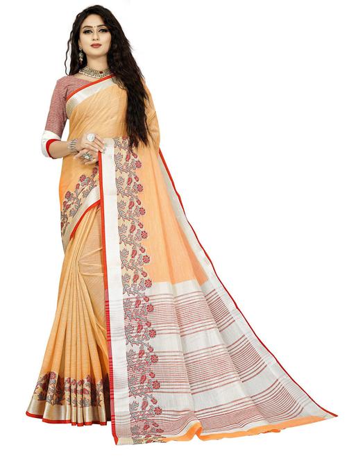 orange self design woven saree with blouse - 19622186 - Very Small Image - 1