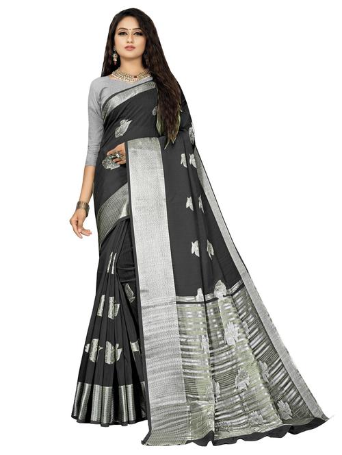 black self design woven saree with blouse - 19622235 - Very Small Image - 1