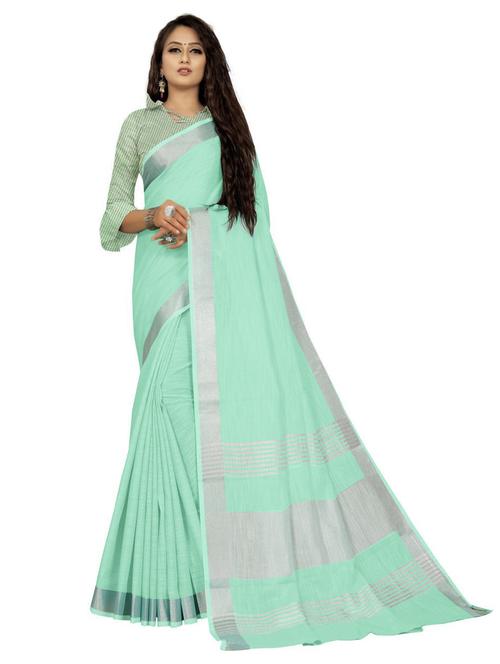 light blue self design woven saree with blouse - 19622238 - Very Small Image - 1