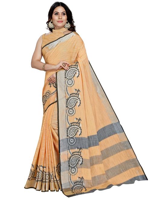 orange woven self designed saree with blouse - 19622259 - Very Small Image - 1