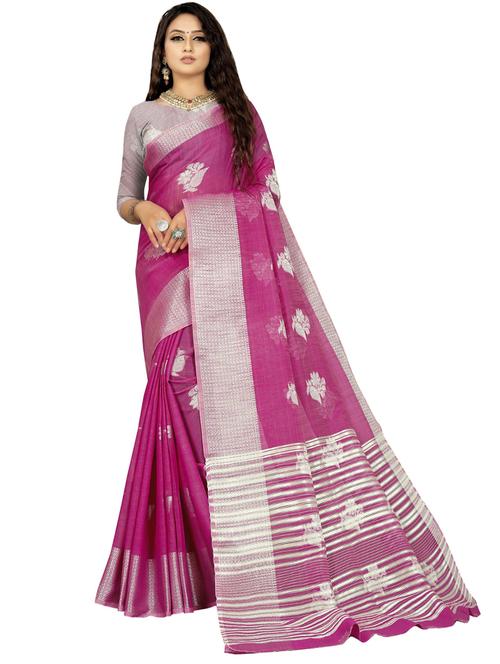 pink woven ethnic motif saree - 19622296 - Very Small Image - 1