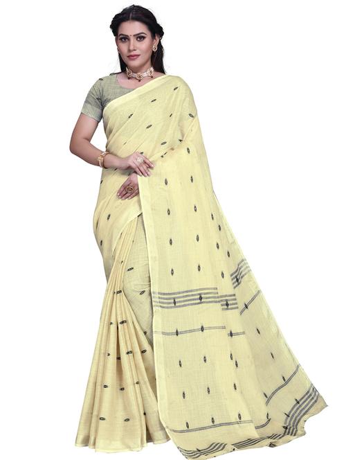 yellow self design woven saree with blouse - 19622336 - Very Small Image - 1