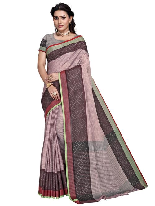 pink woven self designed saree - 19622344 - Very Small Image - 1