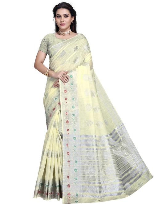 yellow woven ethnic motif saree with blouse - 19622356 - Very Small Image - 1