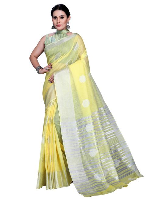 yellow woven ethnic motif saree with blouse - 19622395 - Very Small Image - 1