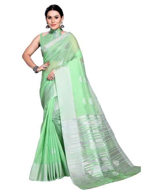 light green woven ethnic motif saree with blouse - 19622397 - Very Small Image - 1