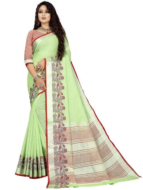 light green self design woven saree with blouse - 19622398 - Very Small Image - 1
