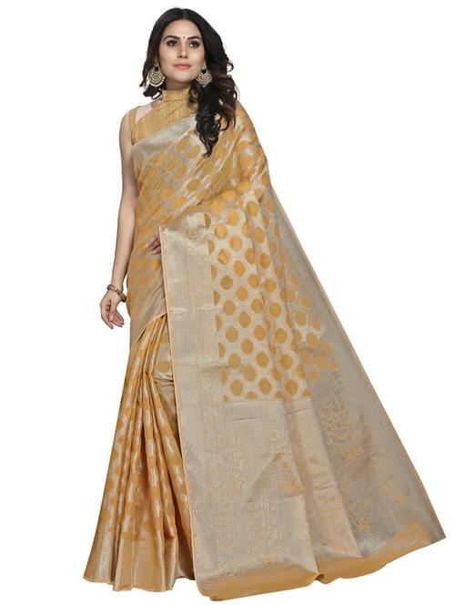 yellow woven self designed saree - 19622407 - Very Small Image - 1