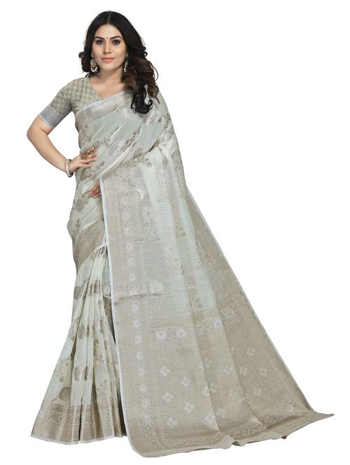 grey self design woven saree with blouse - 19622427 - Very Small Image - 1